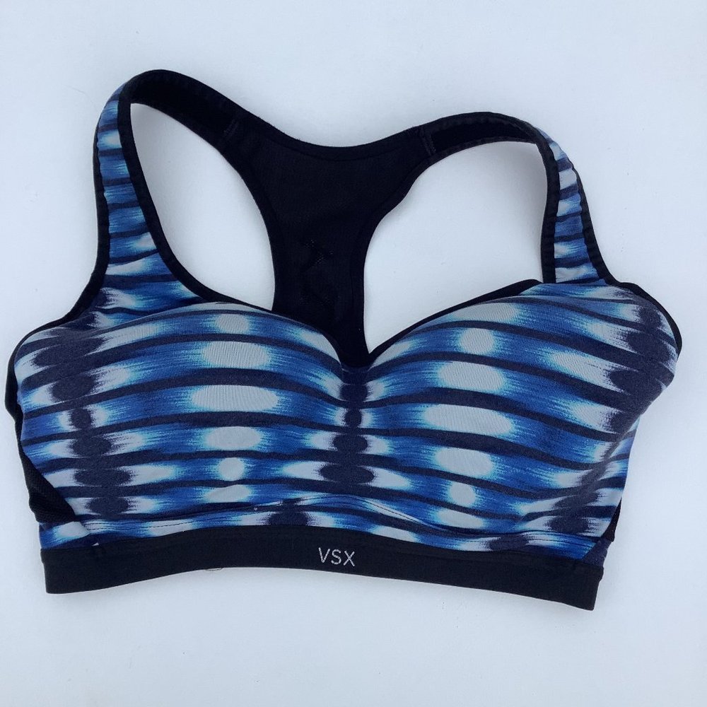VSX Victoria's Secret Sport Striped Blue White Athletic Bra